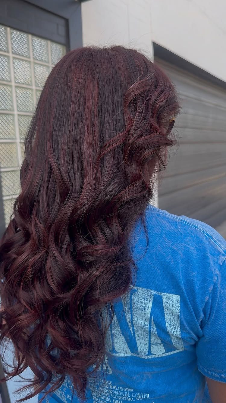 14 Different Color Hair Ideas for Every Skin Tone 14 Long wavy hair in a rich chocolate cherry red-brown color.