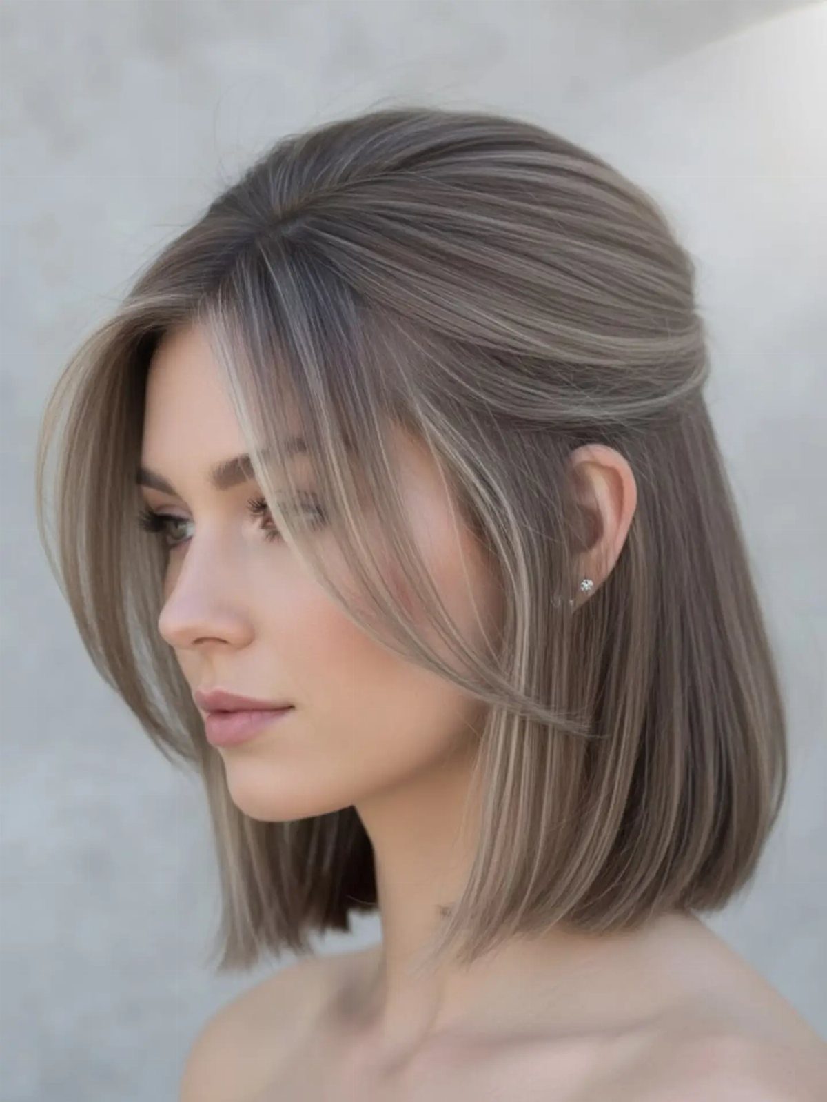 Fall Hairstyles and Color: 16 Ideas, Caramel to Espresso 13 Woman with a shoulder-length bob in a muted cashmere beige hair color.