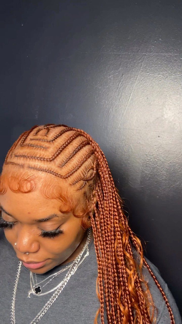 14 Protective Hairstyles with Braids and Twists to Try 2 Woman with reddish-brown Fulani braids featuring cornrows and long box braids.